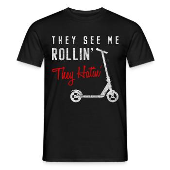 E-Scooter Batterie Lime Rider Rollen - Männer T-Shirt - Schwarz - Vorne - AI Model Male 178 light (178cm)