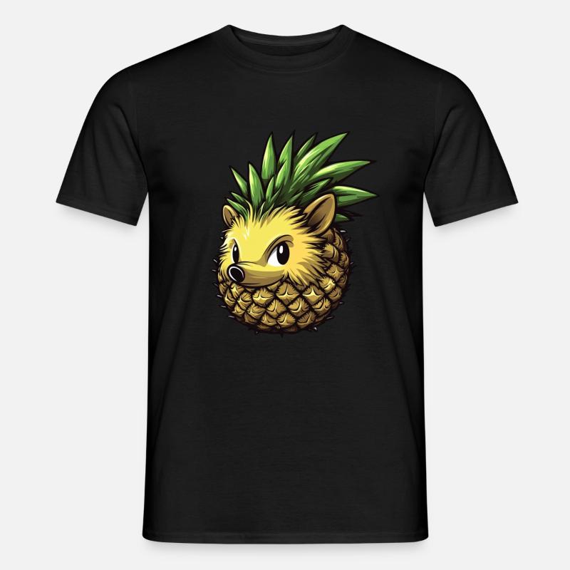 Ananas Igel - Männer T-Shirt - Schwarz