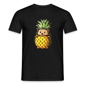 Pineapple Hedgehog - Men's T-Shirt - black - Front - AI Model Male 178 light (178cm)