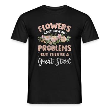 Fleurs Merci Romantique Fleur - T-shirt homme - noir - Devant - AI Model Male 178 light (178cm)