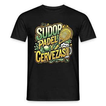 Sweat PADEL & Beers - Men's T-Shirt - black - Front - AI Model Male 178 light (178cm)
