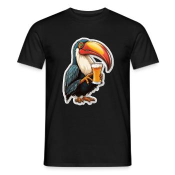 Toucan Drinking Beer Party Bird - Men's T-Shirt - black - Front - AI Model Male 178 light (178cm)