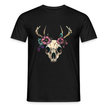 Wendigo Crâne Floral Wild - T-shirt homme - noir - Devant - AI Model Male 178 light (178cm)