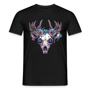 Wendigo Crâne Floral Wild - T-shirt homme - noir - Devant - AI Model Male 178 light (178cm)