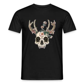 Wendigo Crâne Floral Wild - T-shirt homme - noir - Devant - AI Model Male 178 light (178cm)
