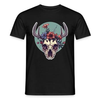 Wendigo Crâne Floral Wild - T-shirt homme - noir - Devant - AI Model Male 178 light (178cm)