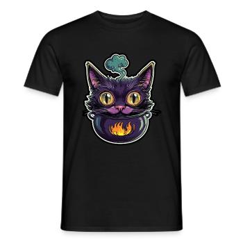 Chat Chaudron Chat Sorcière Halloween - T-shirt homme - noir - Devant - AI Model Male 178 light (178cm)