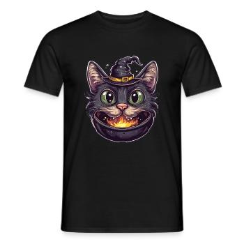 Chat Chaudron Chat Sorcière Halloween - T-shirt homme - noir - Devant - AI Model Male 178 light (178cm)
