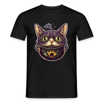 Chat Chaudron Chat Sorcière Halloween - T-shirt homme - noir - Devant - AI Model Male 178 light (178cm)