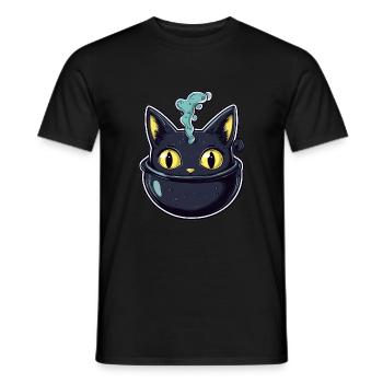 Chat Chaudron Chat Sorcière Halloween - T-shirt homme - noir - Devant - AI Model Male 178 light (178cm)