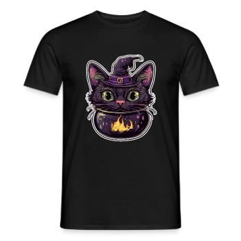 Chat Chaudron Chat Sorcière Halloween - T-shirt homme - noir - Devant - AI Model Male 178 light (178cm)