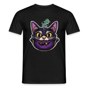 Chat Chaudron Chat Sorcière Halloween - T-shirt homme - noir - Devant - AI Model Male 178 light (178cm)