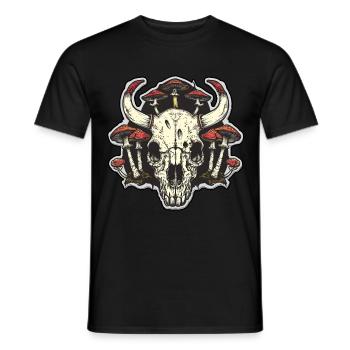 Schädel Pilze Naturmotiv - Männer T-Shirt - Schwarz - Vorne - AI Model Male 178 light (178cm)