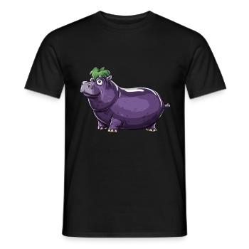 Hippopotamus Eggplant Funny Animal and Vegetable Motif - Men's T-Shirt - black - Front - AI Model Male 178 light (178cm)