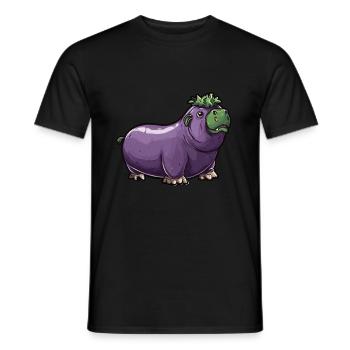 Hippopotame aubergine drôle de motif animal et végétal - T-shirt homme - noir - Devant - AI Model Male 178 light (178cm)