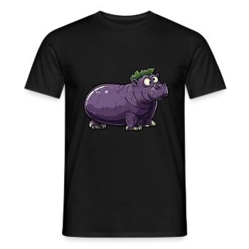 Hippopotame aubergine drôle de motif animal et végétal - T-shirt homme - noir - Devant - AI Model Male 178 light (178cm)