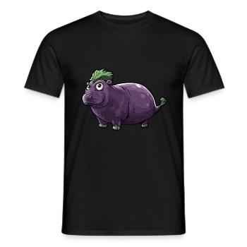 Hippopotamus Eggplant Funny Animal and Vegetable Motif - Men's T-Shirt - black - Front - AI Model Male 178 light (178cm)