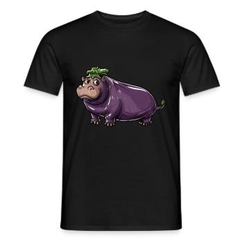 Hippopotamus Eggplant Funny Animal and Vegetable Motif - Men's T-Shirt - black - Front - AI Model Male 178 light (178cm)