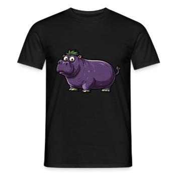 Hippopotamus Eggplant Funny Animal and Vegetable Motif - Men's T-Shirt - black - Front - AI Model Male 178 light (178cm)