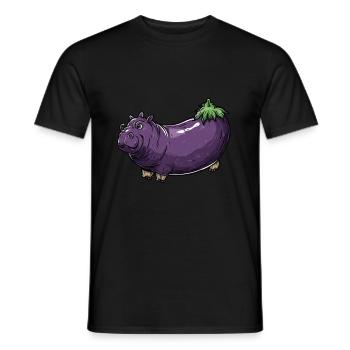 Hippopotame aubergine drôle de motif animal et végétal - T-shirt homme - noir - Devant - AI Model Male 178 light (178cm)