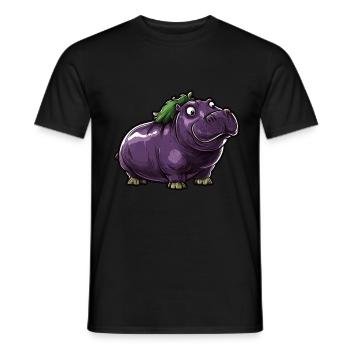 Hippopotamus Eggplant Funny Animal and Vegetable Motif - Men's T-Shirt - black - Front - AI Model Male 178 light (178cm)
