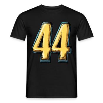 44 Zahl Bunt - Männer T-Shirt - Schwarz - Vorne - AI Model Male 178 light (178cm)