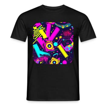 80er Neon Style Vintage Remix - Männer T-Shirt - Schwarz - Vorne - AI Model Male 178 light (178cm)