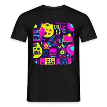 Pop Culture 80s Hits Party - Men's T-Shirt - black - Front - AI Model Male 178 light (178cm)