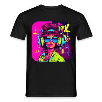 80s Party Vintage Theme Party Icon - Men's T-Shirt - black - Front - AI Model Male 178 light (178cm)