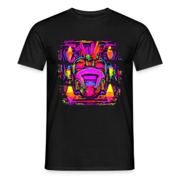 Neon Style UV House Party - Men's T-Shirt - black - Front - AI Model Male 178 light (178cm)