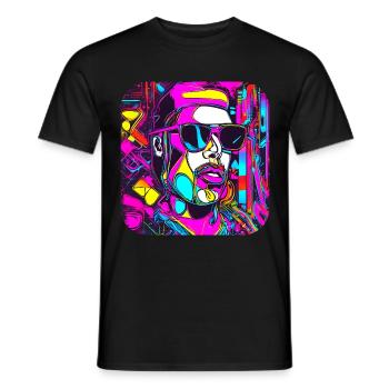 Style néon UV Glow Party tendance - T-shirt homme - noir - Devant - AI Model Male 178 light (178cm)