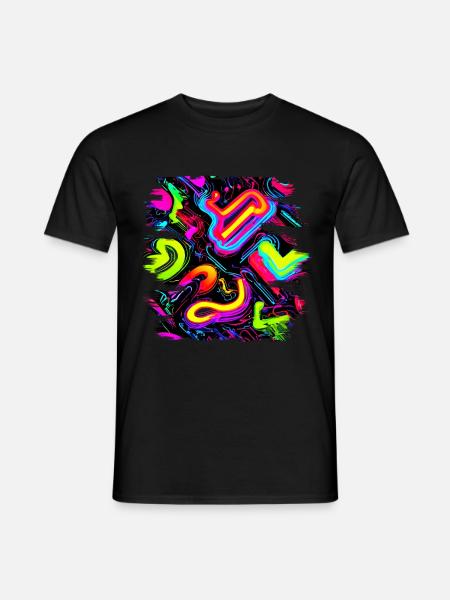 Neon Party Oldschool Color Glow UV - Männer T-Shirt - Schwarz