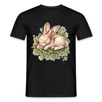Lapin endormi Pâques - T-shirt homme - noir - Devant - AI Model Male 178 light (178cm)
