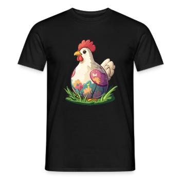 Colorful Hen Spring Motif Easter - Men's T-Shirt - black - Front - AI Model Male 178 light (178cm)