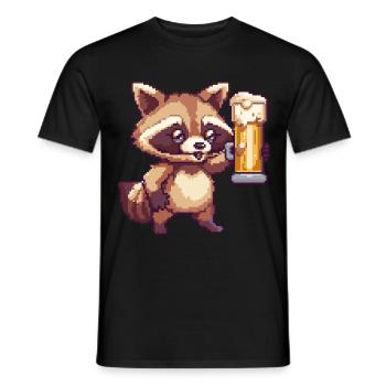Raccoon Pixel Bière - T-shirt homme - noir - Devant - AI Model Male 178 light (178cm)