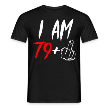 80th birthday middle finger 80 years gift - Men's T-Shirt - black - Front - AI Model Male 178 light (178cm)