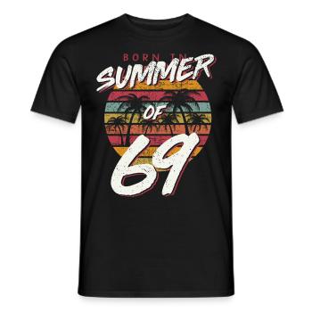 50th Birthday T Shirt Summer of 69 Gift Mom Daddy - Men's T-Shirt - black - Front - AI Model Male 178 light (178cm)
