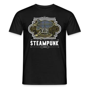 Steampunk Zepellin - Men's T-Shirt - black - Front - AI Model Male 178 light (178cm)