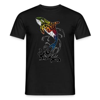 Orques Baleine Tueuse Baleine Tribal Polynésian Tattoo Maori - T-shirt homme - noir - Devant - AI Model Male 178 light (178cm)