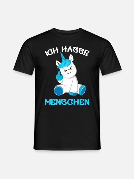 Ich hasse Menschen Einhorn Unicorn - Männer T-Shirt - Schwarz