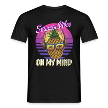 Retro Ananas Sommer Vibes in meinem Kopf - Männer T-Shirt - Schwarz - Vorne - AI Model Male 178 light (178cm)