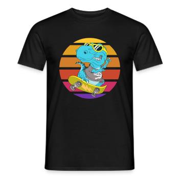 Skater dinosaur TRex - Men's T-Shirt - black - Front - AI Model Male 178 light (178cm)