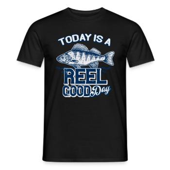 Angler saying vintage typography - Men's T-Shirt - black - Front - AI Model Male 178 light (178cm)