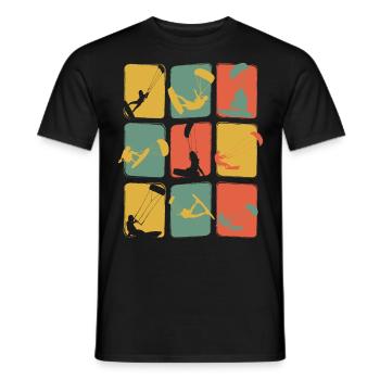 Kite Kiting Vintage Retro Kitesurfen Surf - Männer T-Shirt - Schwarz - Vorne - AI Model Male 178 light (178cm)