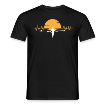 Rowing heartbeat sunset EKG - Men's T-Shirt - black - Front - AI Model Male 178 light (178cm)