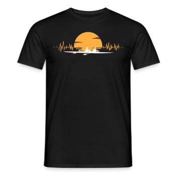 Rowing heartbeat sunset EKG - Men's T-Shirt - black - Front - AI Model Male 178 light (178cm)