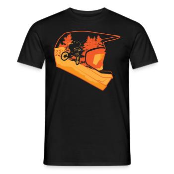 Downhill Helmet Mountain Bike - Men's T-Shirt - black - Front - AI Model Male 178 light (178cm)