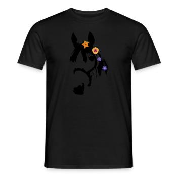 Horse motif with flowers - Men's T-Shirt - black - Front - AI Model Male 178 light (178cm)