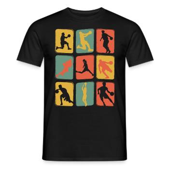 Basketball vintage retro - Men's T-Shirt - black - Front - AI Model Male 178 light (178cm)