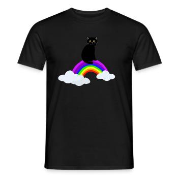 Chat arc-en-ciel - T-shirt homme - noir - Devant - AI Model Male 178 light (178cm)